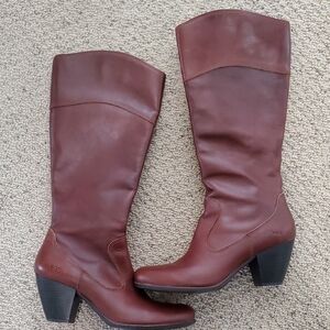 BOC Women's Brown Leather Knee-High Heeled Boots Women's 9.5